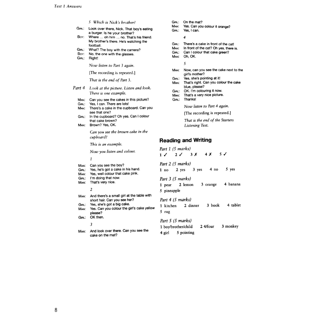 Sách - Cambridge English Starters 1 for Revised Exam from 2018  Ans Booklet