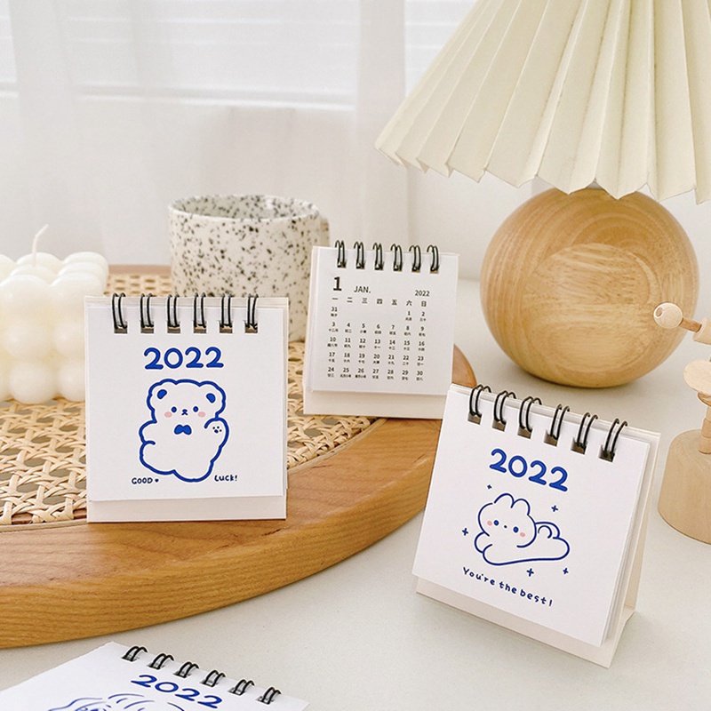 Lịch Để Bàn Mini 2022 bé xíu họa tiết hoạt hình cute xinh xắn kích thước 6,5*3,5*6