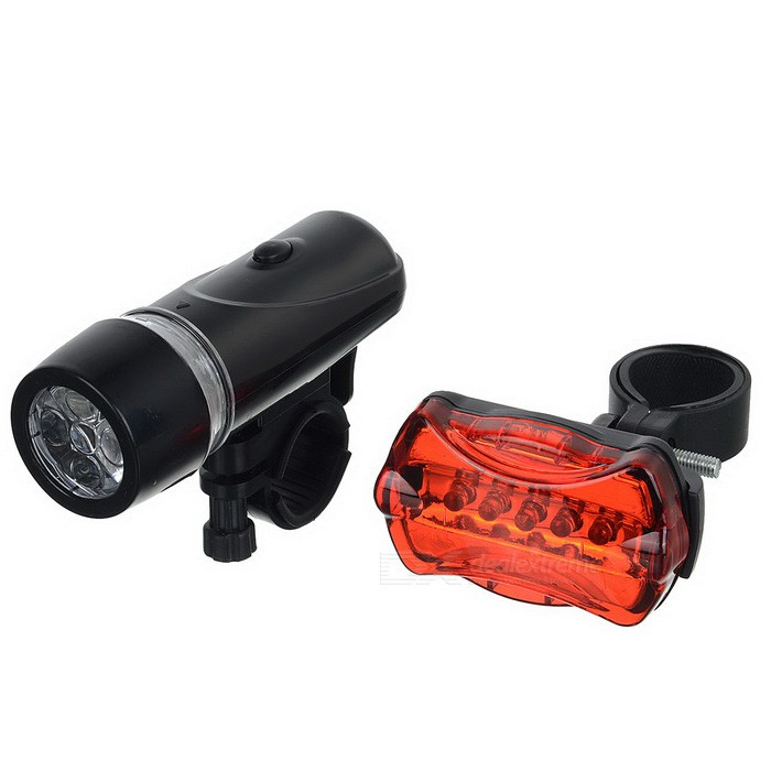 [SALE NGÀY CUỐI] Bộ đèn pin gắn xe đạp và đèn chiếu hậu 5 LED WJ-101 (Đen đỏ)