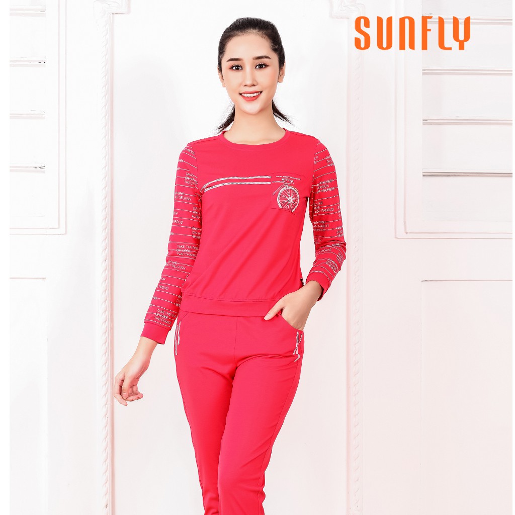 Bộ Pyjamas cotton áo tay dài, quần dài SUNFLY ST5474