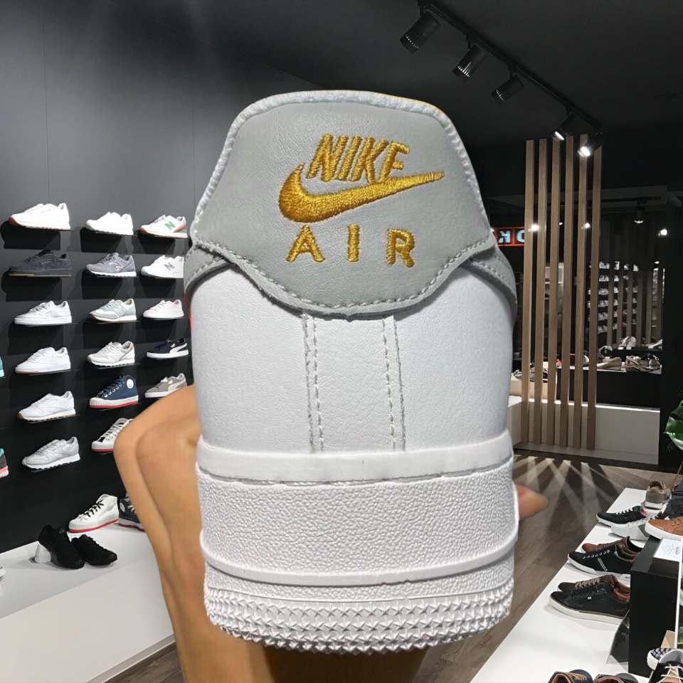 Giày Nike AF1 Trắng Vệt Xám, Giày Sneaker Air Force 1 Nam Nữ Thể Thao Cổ Thấp Cao Cấp Full Box Bill