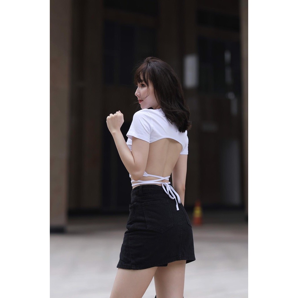 áo kiểu hở lưng cột dây eo sexy, chất thun gân, kiểu dáng thời trang, cá tính, hiện đại