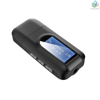 Usb bluetooth 5.0 2 trong 1 với màn hình lcd 3.5mm cho pc tv trên xe hơi
