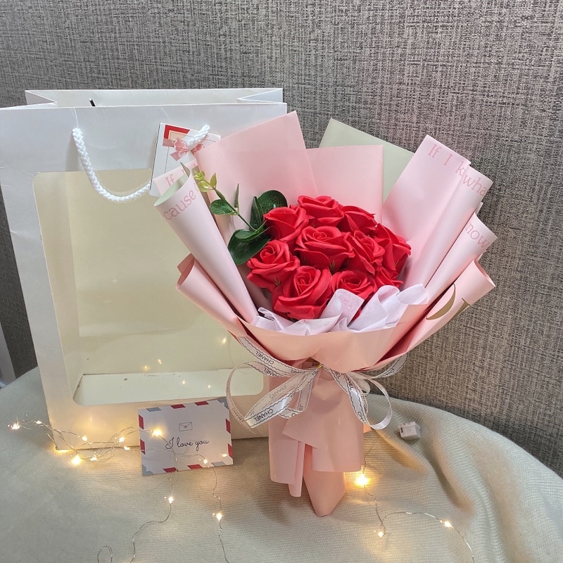 Bó hoa sáp thơm kèm túi . Hoa sáp thơm siêu đẹp
