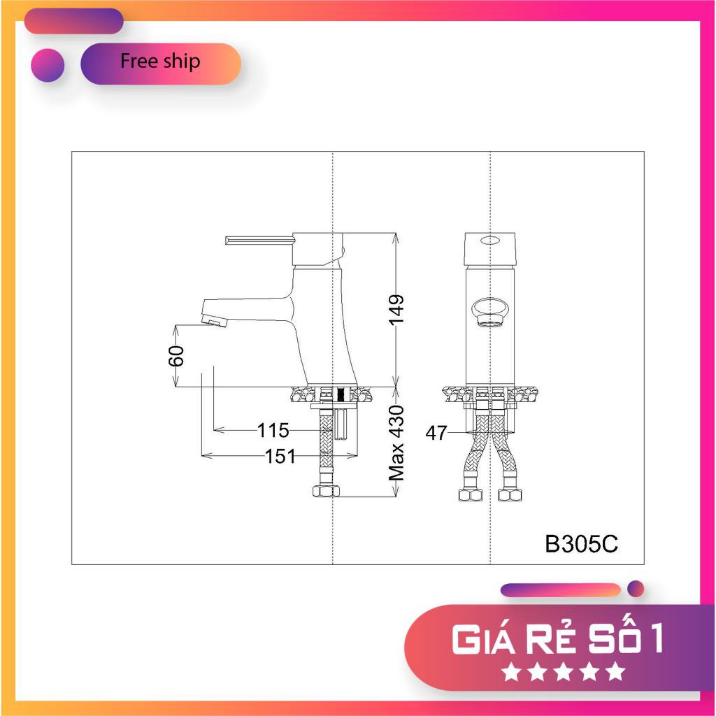 Vòi chậu rửa mặt,vòi lavabo nóng lạnh CAESAR B350CU chính hãng