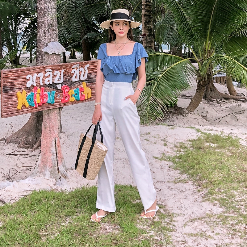 Áo tắm nữ mùa hè bảo thủ mỏng manh Màu xanh gợi cảm xù lông Một mảnh áo tắm đi biển | BigBuy360 - bigbuy360.vn