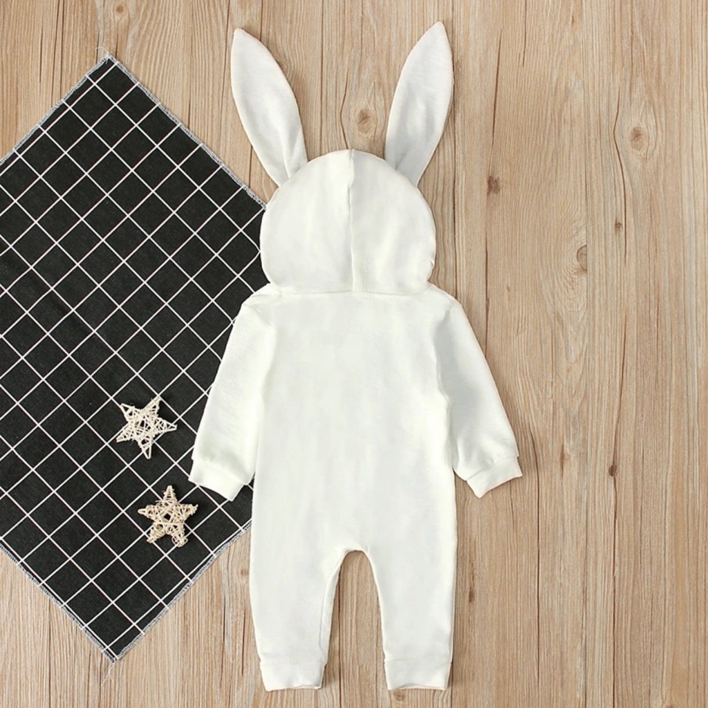 Body dài tay liền thân mũ tai thỏ, bodysuit dài tay cotton cho bé trai và bé gái sơ sinh từ 3-17kg - BD43