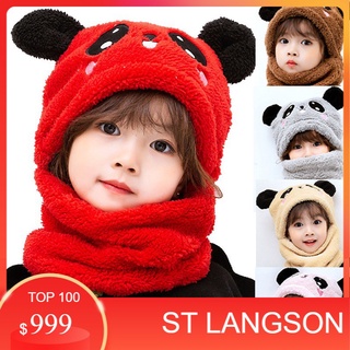 MŨ LÔNG CỪU KÈM KHĂN HÌNH GẤU PANDA CHO BÉ.(hàng loại 1).atam (SLS)