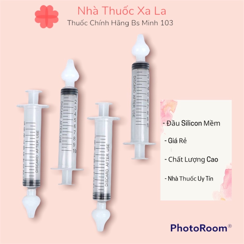 Combo 5 núm silicone rửa mũi cho bé và xylanh giúp thông mũi và làm sạch dịch nhầy mũi