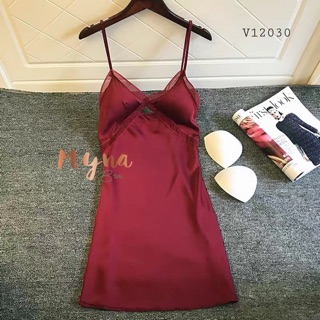 V12030 VÁY NGỦ LỤA CHÉO NGỰC ( CÓ ĐỆM)