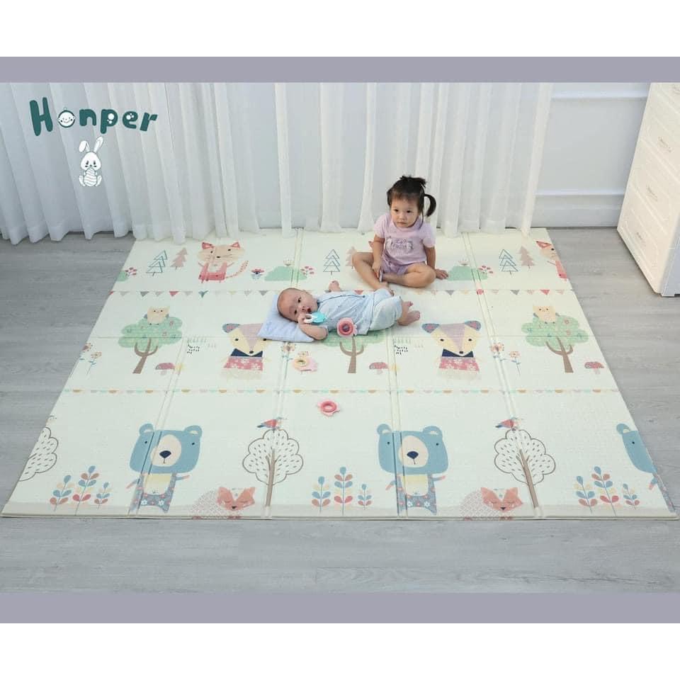 Thảm nằm gấp gọn cho bé Honper 90x40x10cm, thảm nằm họa tiết an toàn cho trẻ - Monnie Kids
