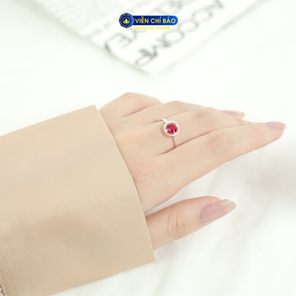 Nhẫn bạc nữ đá tròn nhiều màu chất liệu bạc 925 thời trang phụ kiện trang sức Viễn Chí Bảo N400759
