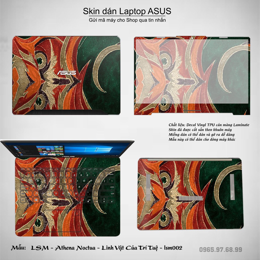 Skin dán Laptop Asus in hình Athena Noctua - Linh Vật Của Trí Tuệ - lsm002 (inbox mã máy cho Shop)