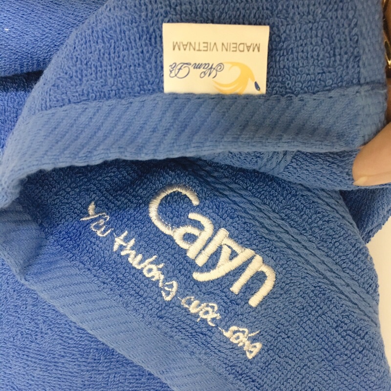 Khăn cotton kích thước 40x80 cm quà tặng caryn màu xanh