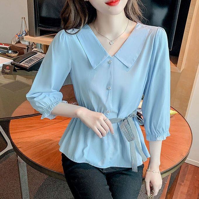 Áo Sơ Mi Tay Lỡ 3 / 4 Thời Trang Hàn Quốc 2022