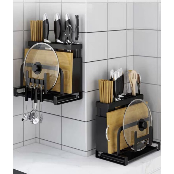 GIÁ ĐỂ DAO THỚT/ DỤNG CỤ NHÀ BẾP - KỆ ĐỰNG DAO THỚT NHÀ BẾP TREO TƯỜNG TIỆN LỢI KÈM KHAY HỨNG NƯỚC