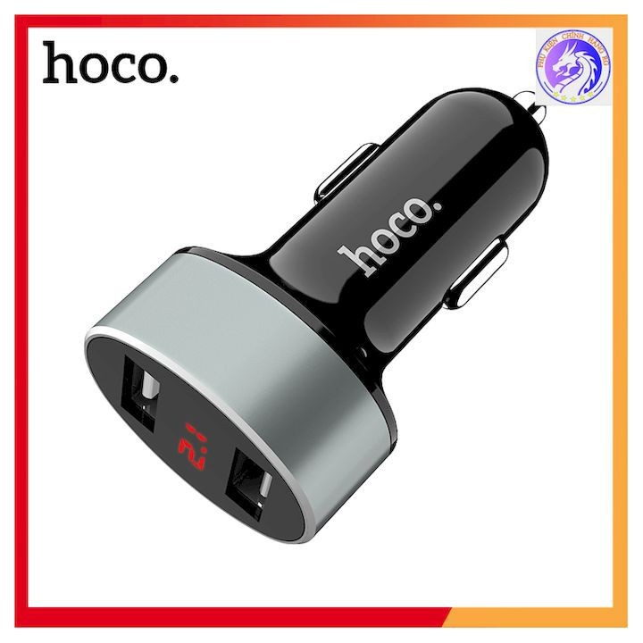 Tẩu Sạc Xe Hơi 2.4A Chính Hãng Hoco Z26 2 Cổng USB Màn Hình Báo Led