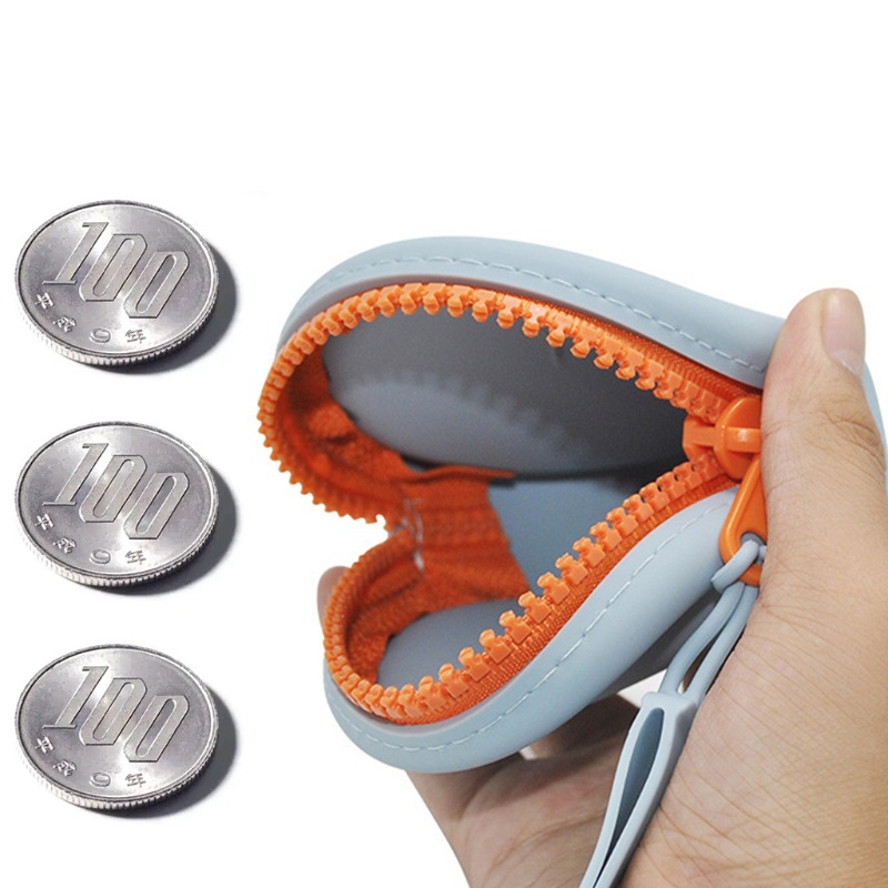 Youyo Ví Đựng Tiền Xu / Chìa Khóa Bằng Silicon Hình Tròn Màu Trơn Có Dây Khóa Kéo Cho Nữ