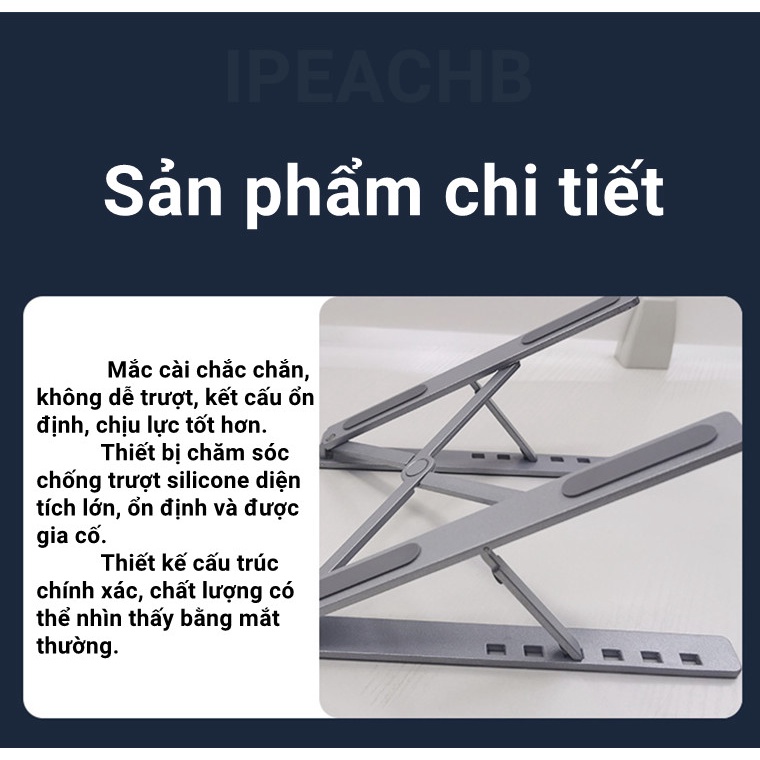 Giá đỡ Laptop , Giá kê MacBook,chất liệu bằng nhôm,có thể điều chỉnh độ cao,chống mỏi cổ, dễ gấp gọn,đế tản nhiệt laptop