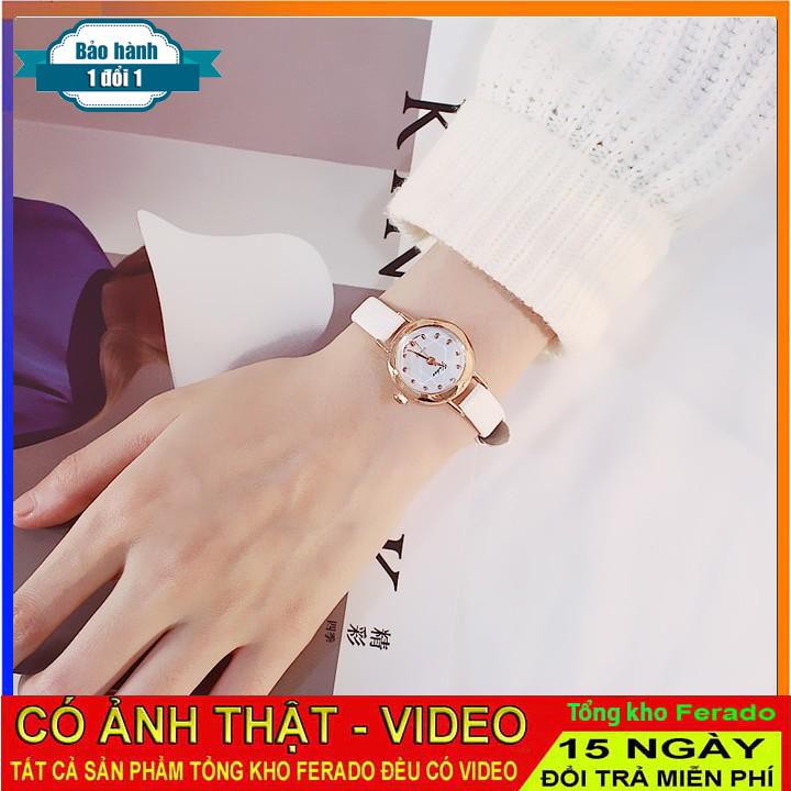 [ xả kho ] Đồng hồ nữ Yuhao2 dây da cao cấp mặt tròn đa giác