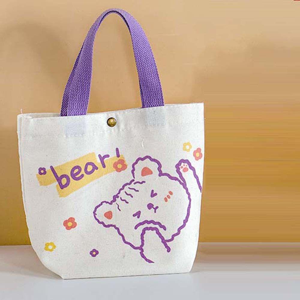 IVORY Túi Xách Đeo Vai Vải Bạt In Hoạt Hình Đáng Yêu Thời Trang Nữ