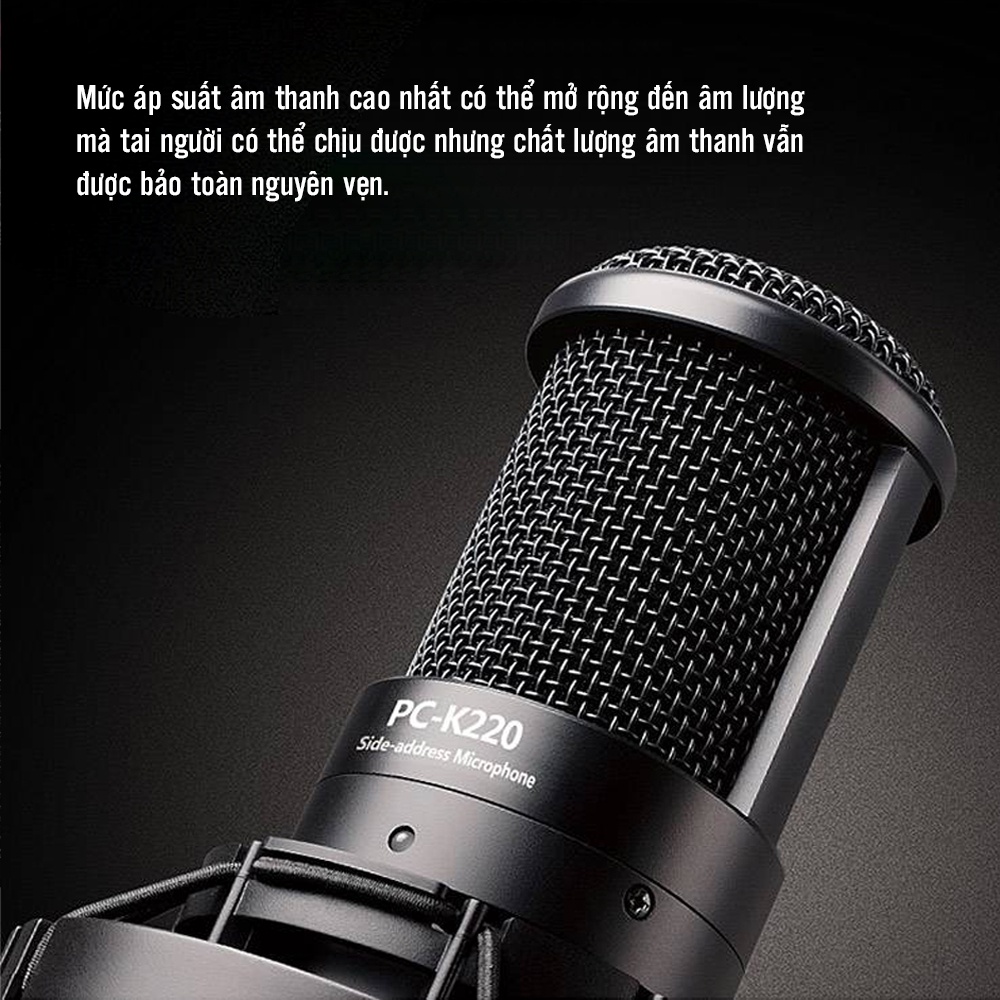Mic Thu Âm Livestream Hát Karaoke Chuyên Nghiệp Takstar PC-K220 Độ Nhạy Cao, Lọc Ồn, Chính Hãng Cao Cấp Bảo Hành 1 Năm