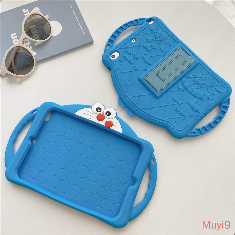 Personality Creativity Cartoon Cute Doraemon For IPad 2018 Cover Mini1/2/3 Shell Mini4 Case ipad Air2 Soft Case Ipad Pro9.7 Silica Shell ipad2/3/4 ipad6 Fall-proof Shell 10.2 Case