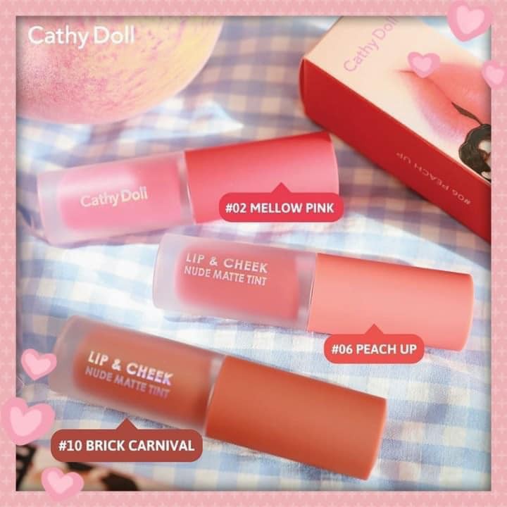 Son Kem Và Má Hồng Cathy Doll Lip &amp; Cheek Nude Matte Tint