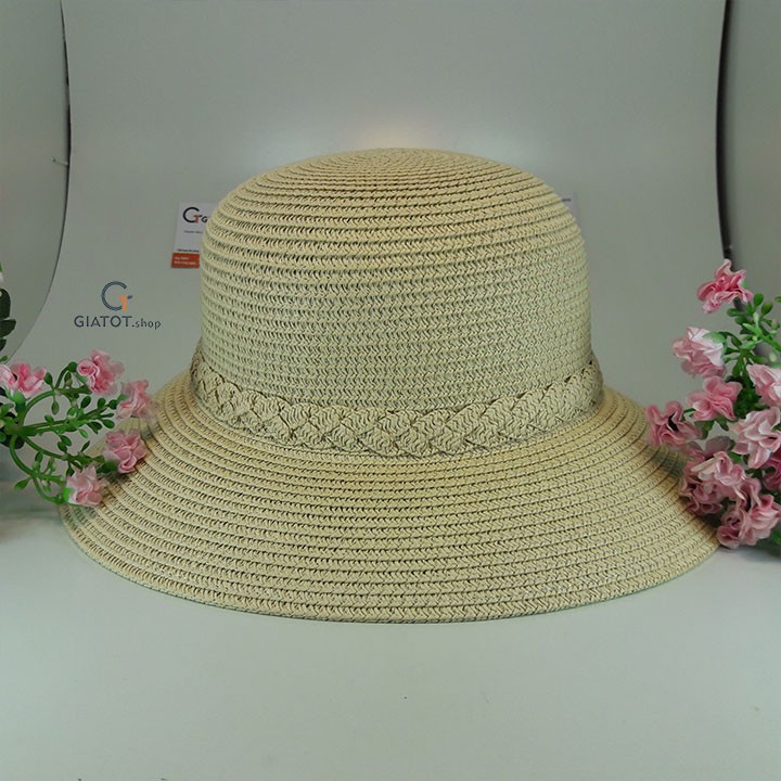 Mũ cói rộng vành đi biển, nơ hoa cao cấp thời trang GIATOT.shop, ảnh thật