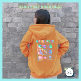 Áo nỉ hoodie phản quang game over pq22kn xuất khẩu nhật bản