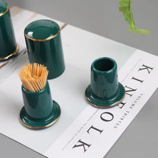 Hũ ( lọ ) đựng tăm sứ cao cấp ( có sẵn)