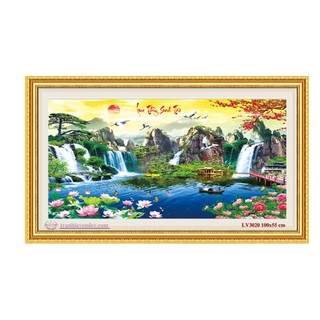 Tranh thêu chữ thập phong cảnh Lưu Thủy Sinh Tài LV3020 100*55cm