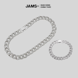 Vòng hợp kim đính đá JAMS Cuban Basic unisex bản to hiphop