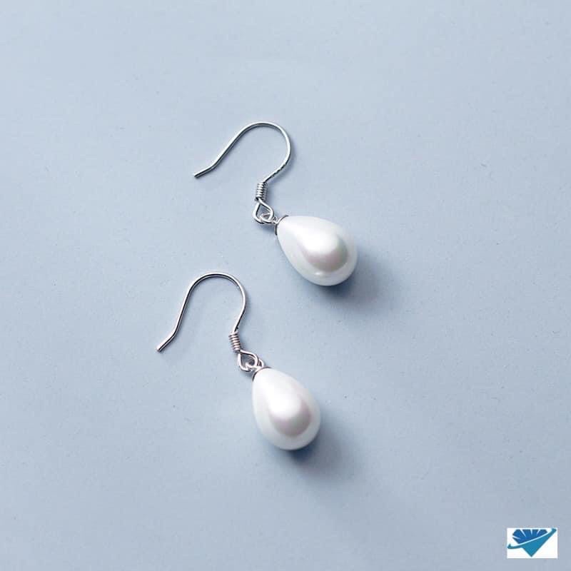 Bông tai bạc nữ gắn hạt châu/ Khuyên tai bạc Bibi silver / BBS