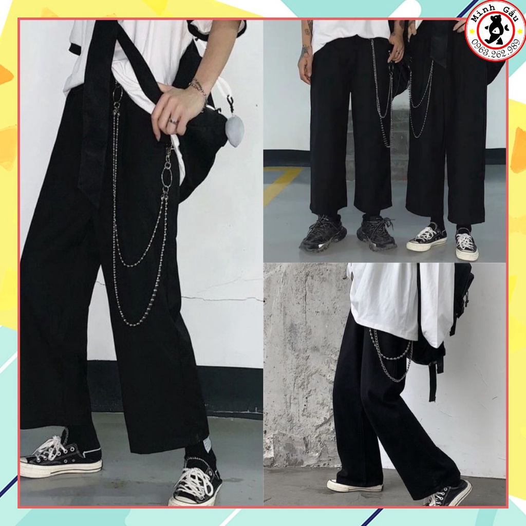 *Quần ống rộng kaki xích Nhật Minh Tặng kèm xích, chất kaki, from ống rộng, cạp chun thoải mái