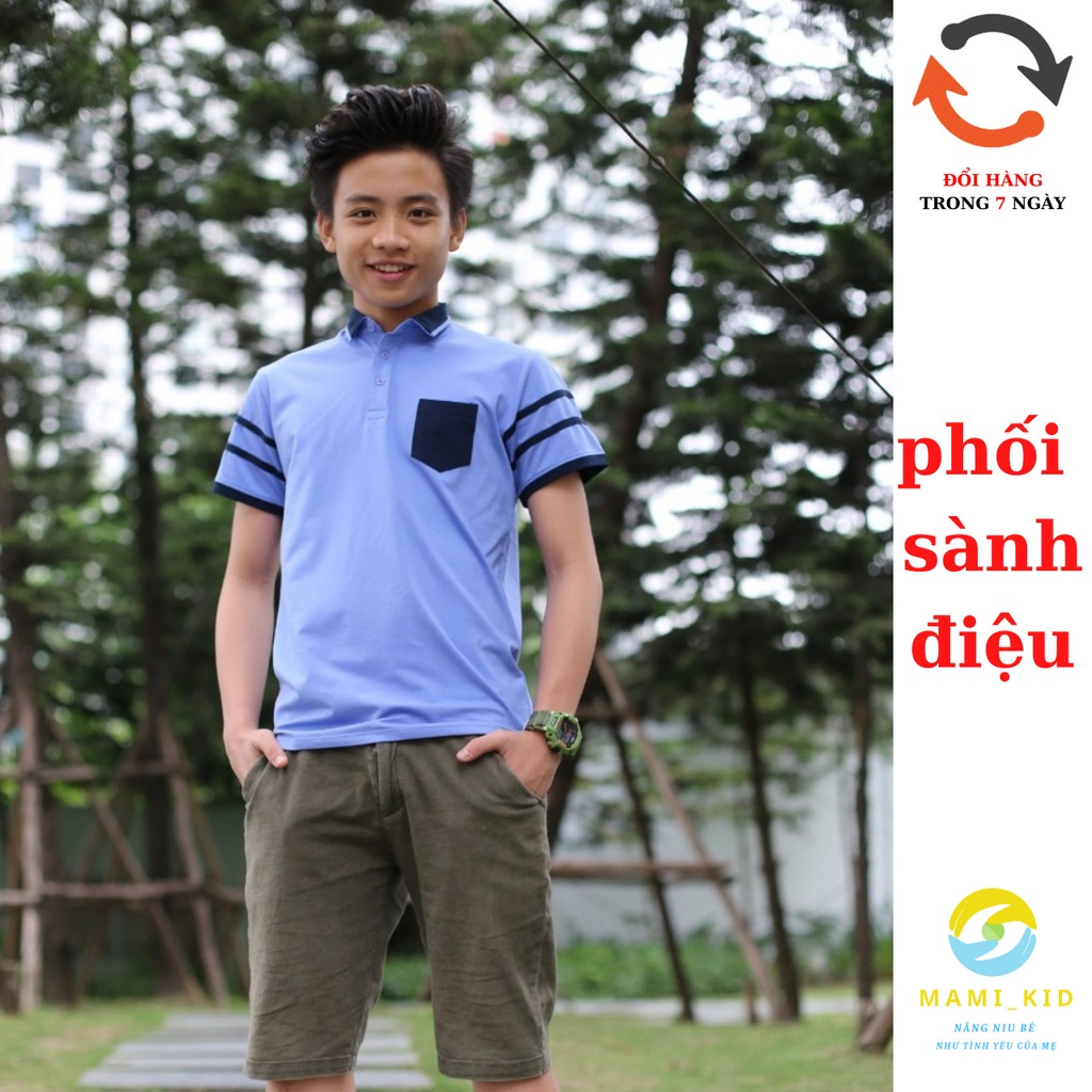 áo polo bé trai 15-50kg, chất cotton 100% siêu đẹp, mamikid