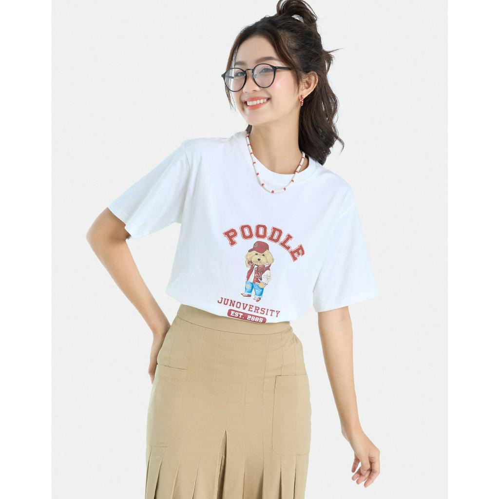 Áo Thun Nữ Thời Trang JUNO Form Rộng In Hình Poodle JNATH041