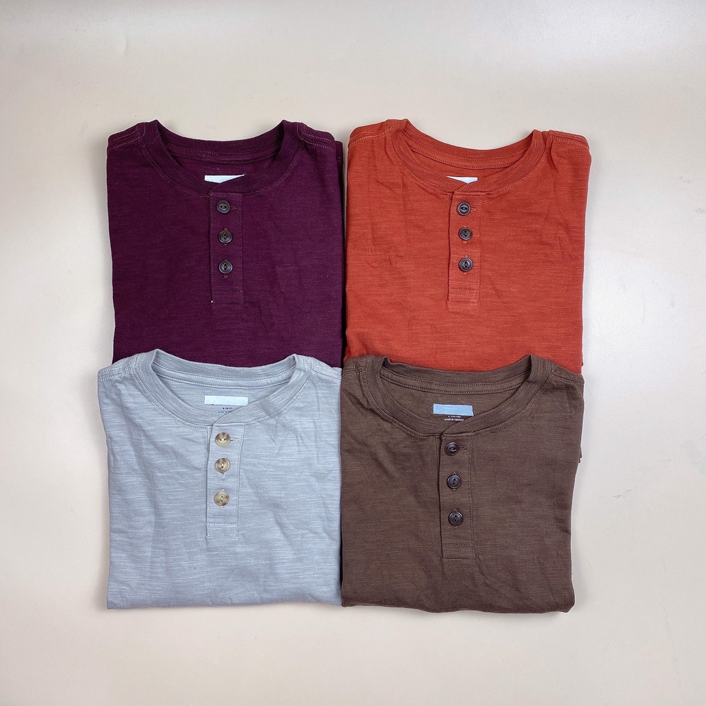 Áo cotton ONV trơn màu cổ trụ cài khuy size 5 - 18y
