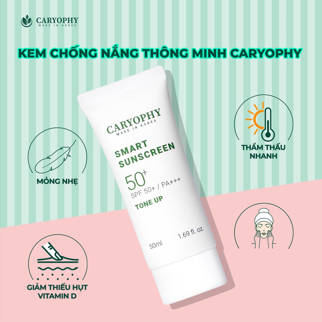 Kem Chống Nắng Phục Hồi Da Tổn Thương Caryophy Smart Sunscreen Tone Up 50ml | BigBuy360 - bigbuy360.vn