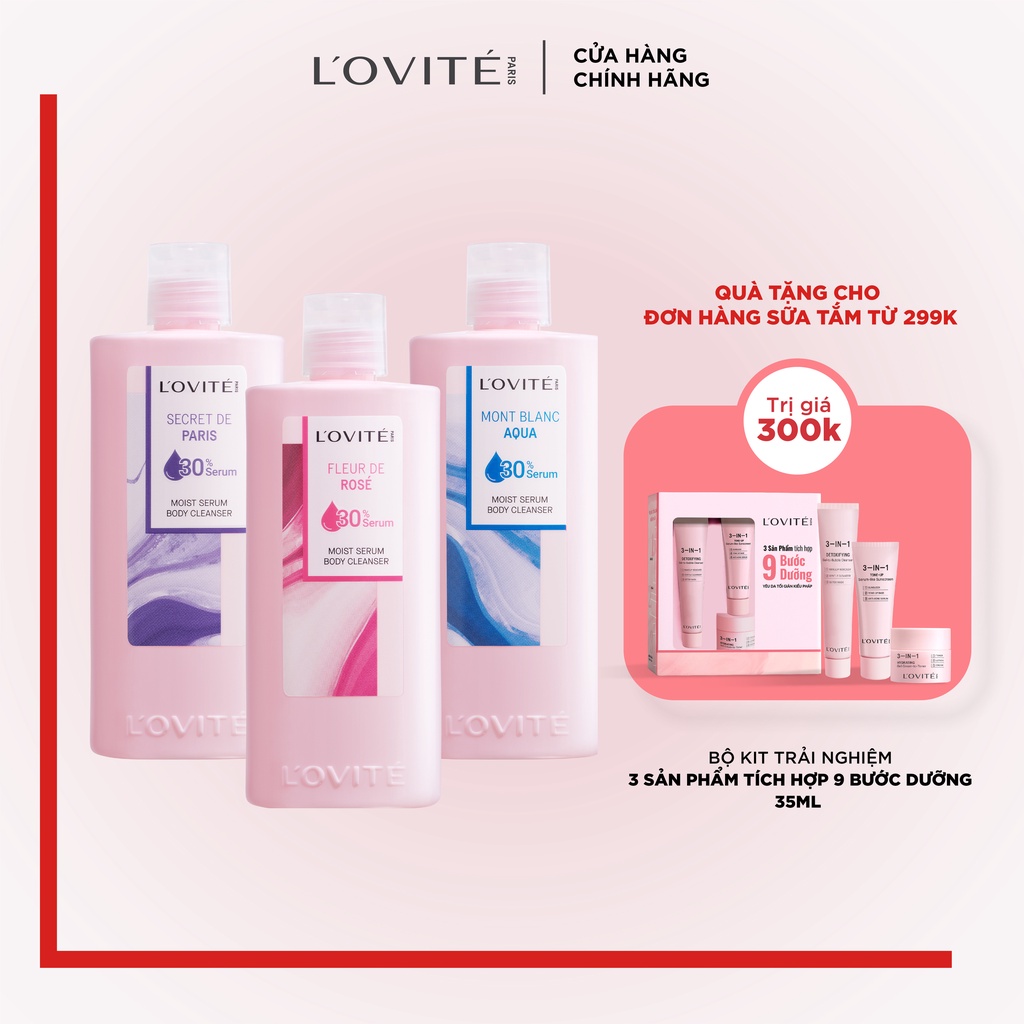 Sữa Tắm Dưỡng Ẩm Chứa Serum Dưỡng Da Mặt Lovite Serum Body Cleanser 400ML