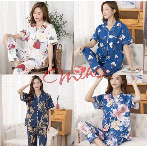 Pijama trung niên nữ B92 - Bộ đồ ngủ mặc nhà hè thu cho mẹ - Thời trang cho người lớn tuổi đẹp cao cấp Bigsize