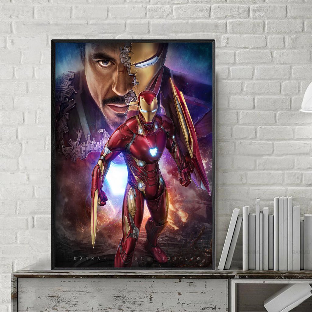 Tranh Decor Treo Tường Canvas Marvel Iron Man Siêu Anh Hùng  Kích Thước 60x60 [ Hoặc Theo Yêu Của  Khách ]