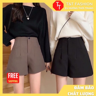 Quần soc cạp liền lưng cao khoá trước, Quần soc túi vuông cạp cao hách dáng T&T_Fashion