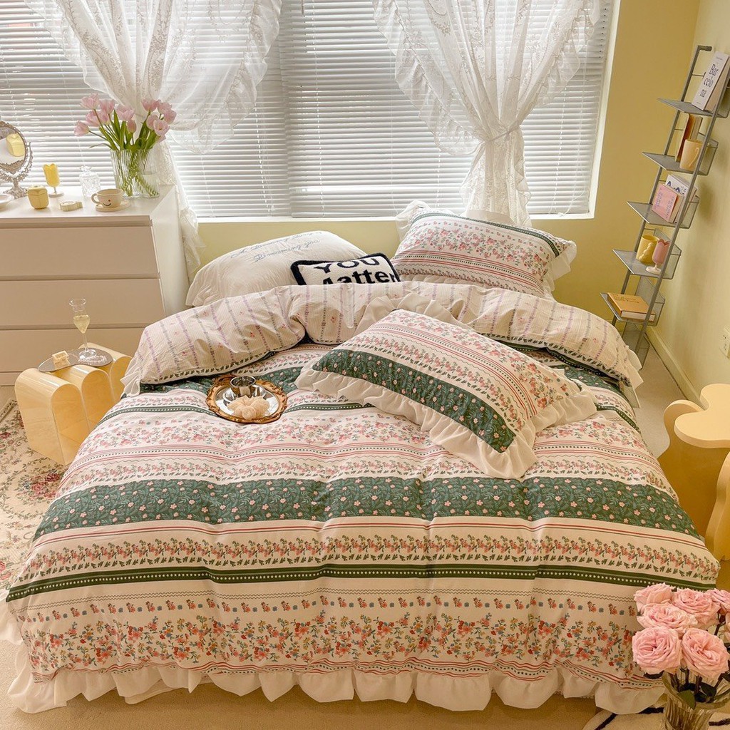 BỘ CHĂN GA GỐI COTTON ANEW CAO CẤP - BỘ CHĂN GA GỐI COTTON BÈO PHONG CÁCH HÀN QUỐC