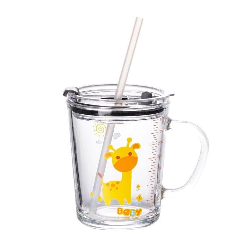 Cốc Thủy Tinh Chia Vạch Kèm Ống Hút