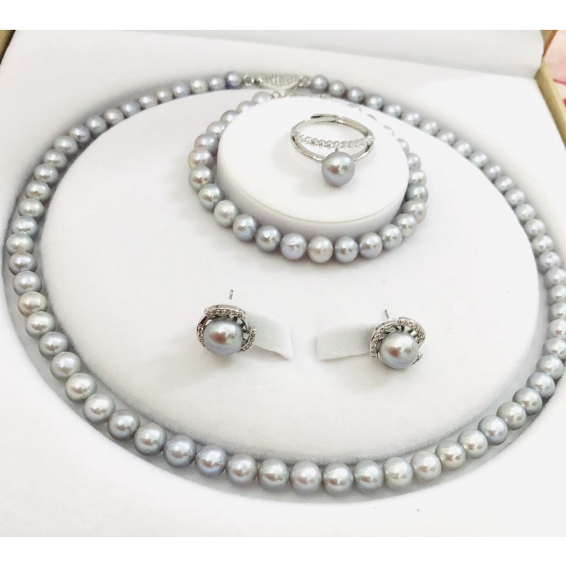 Bộ trang sức 4 món màu xám 9 ly