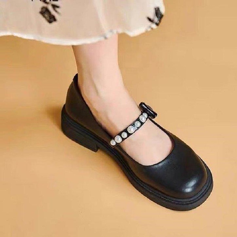 Giày Cao Gót Đính Ngọc Trai Phong Cách lolita Xinh Xắn Cho Nữ