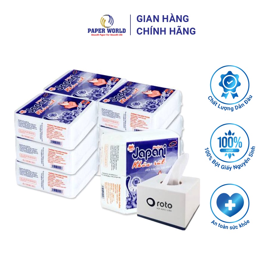 Combo 10 - 20 gói Khăn giấy ăn rút 2 lớp 500 tờ JAPANI | Thế Giới Giấy | 100% bột giấy nguyên sinh | JP500X