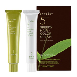 Kem nhuộm tóc màu tự nhiên thơm nhẹ nhàng The Face Shop Stylish 5 Minutes Speedy Hair Color Cream Natural Brown