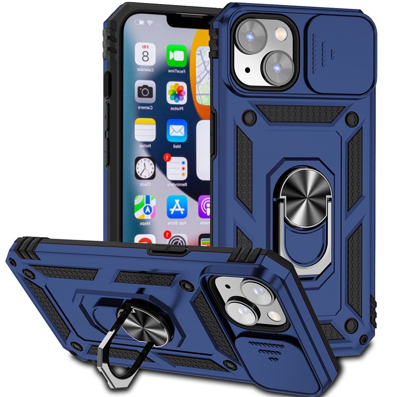 Ốp Điện Thoại PC + TPU Có Vòng Đỡ Bảo Vệ Camera Cho iphone 7 8 Plus X Xs XR 11 12 Mini 13 Pro Max SE 2020